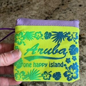 Aruba Coin Purse Neon Yellow Zip Wallet New